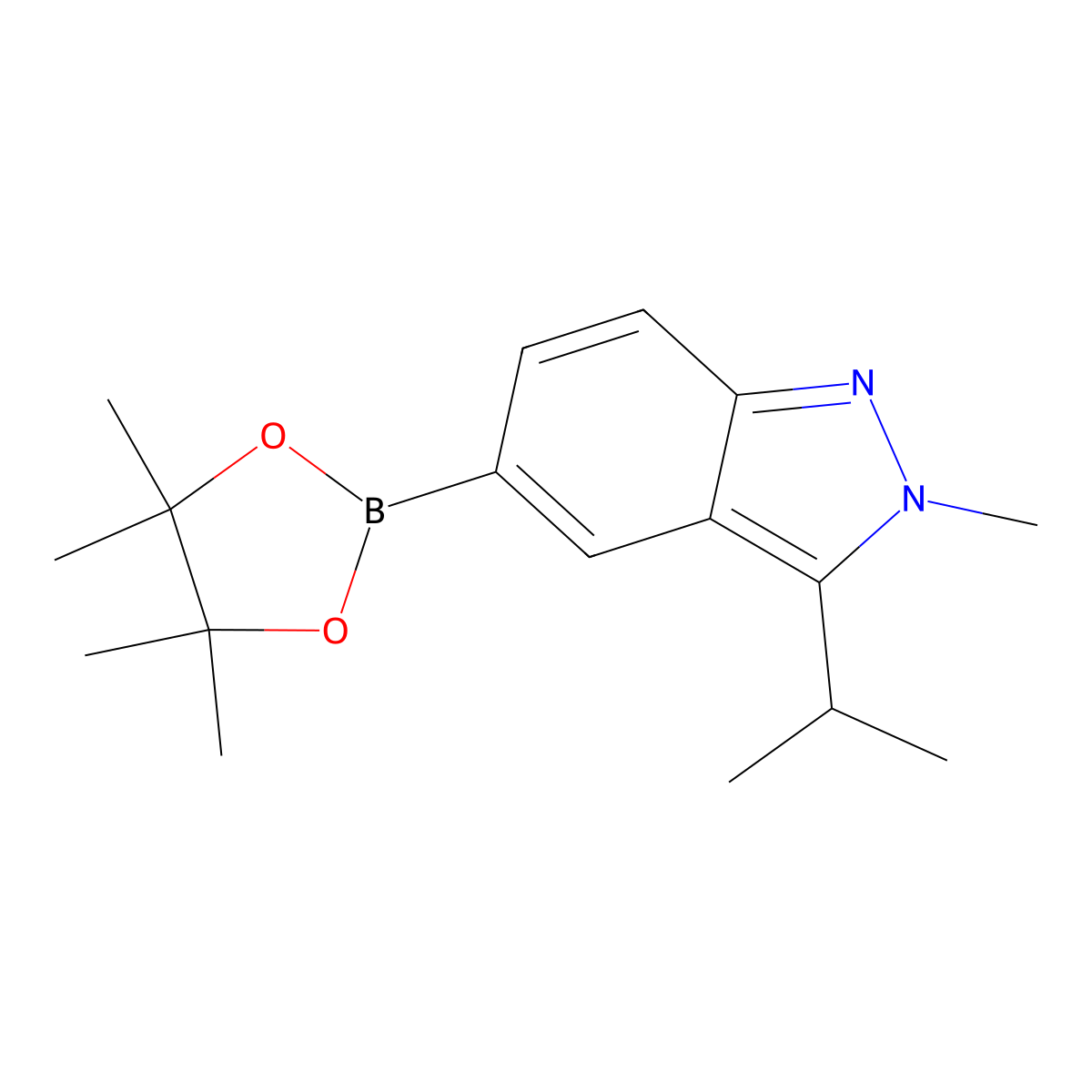 3-Isopropyl-2-methyl-5-(4,4,5,5-tetramethyl-1,3,2-dioxaborolan-2-yl)-2H-indazole molecular structure, CAS 1838198-12-1