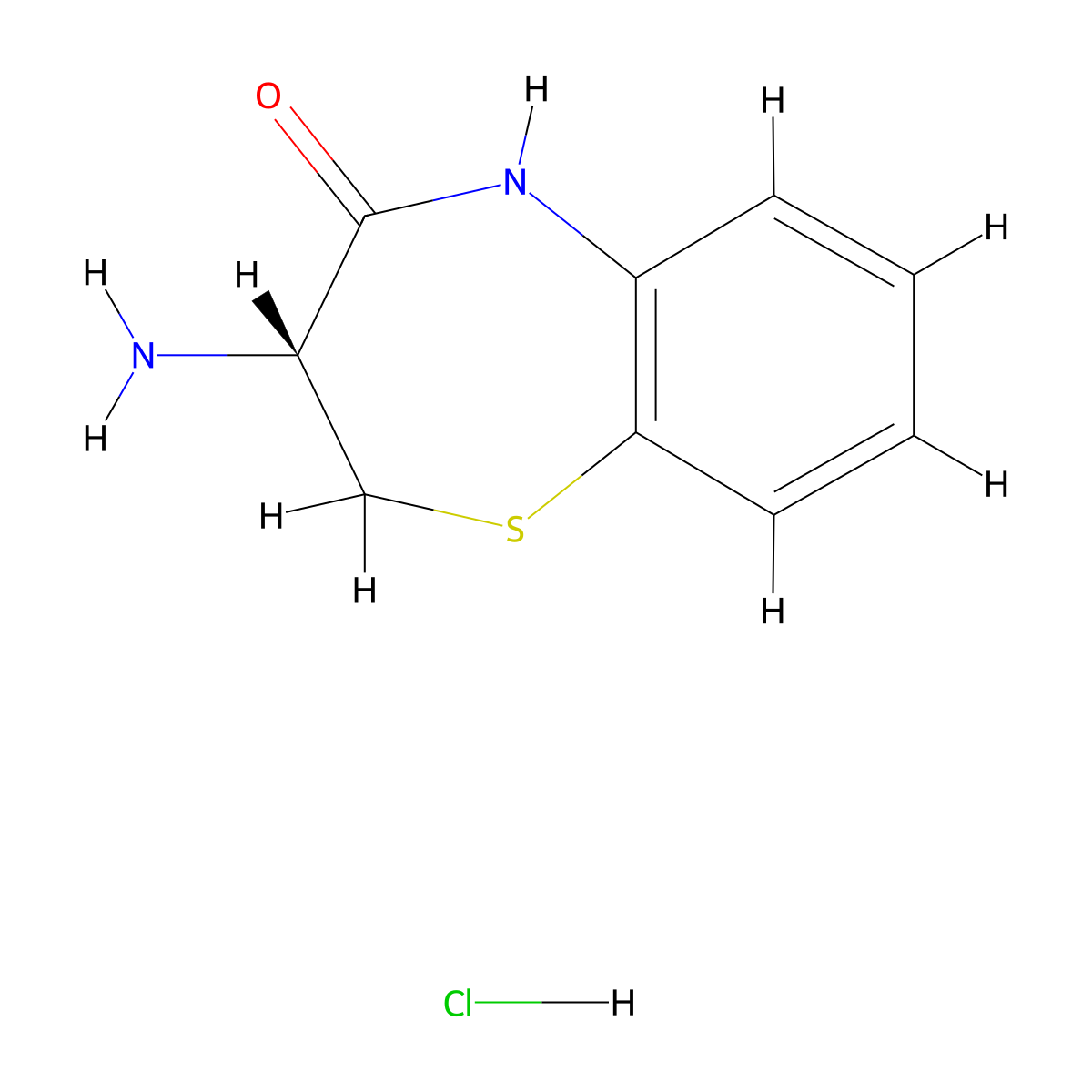 (R)-3-Amino-2,3-dihydrobenzo[b][1,4]thiazepin-4(5H)-one hydrochloride molecular structure, CAS 1838205-68-7