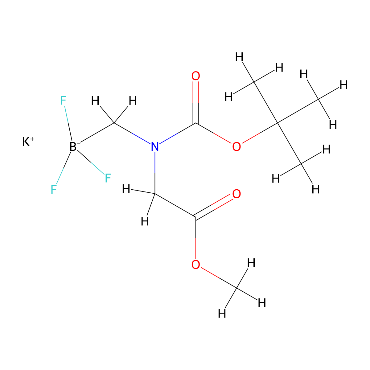 Potassium ((tert-butoxycarbonyl(2-methoxy-2-oxoethyl)amino)methyl)trifluoroborate molecular structure, CAS 1838209-91-8