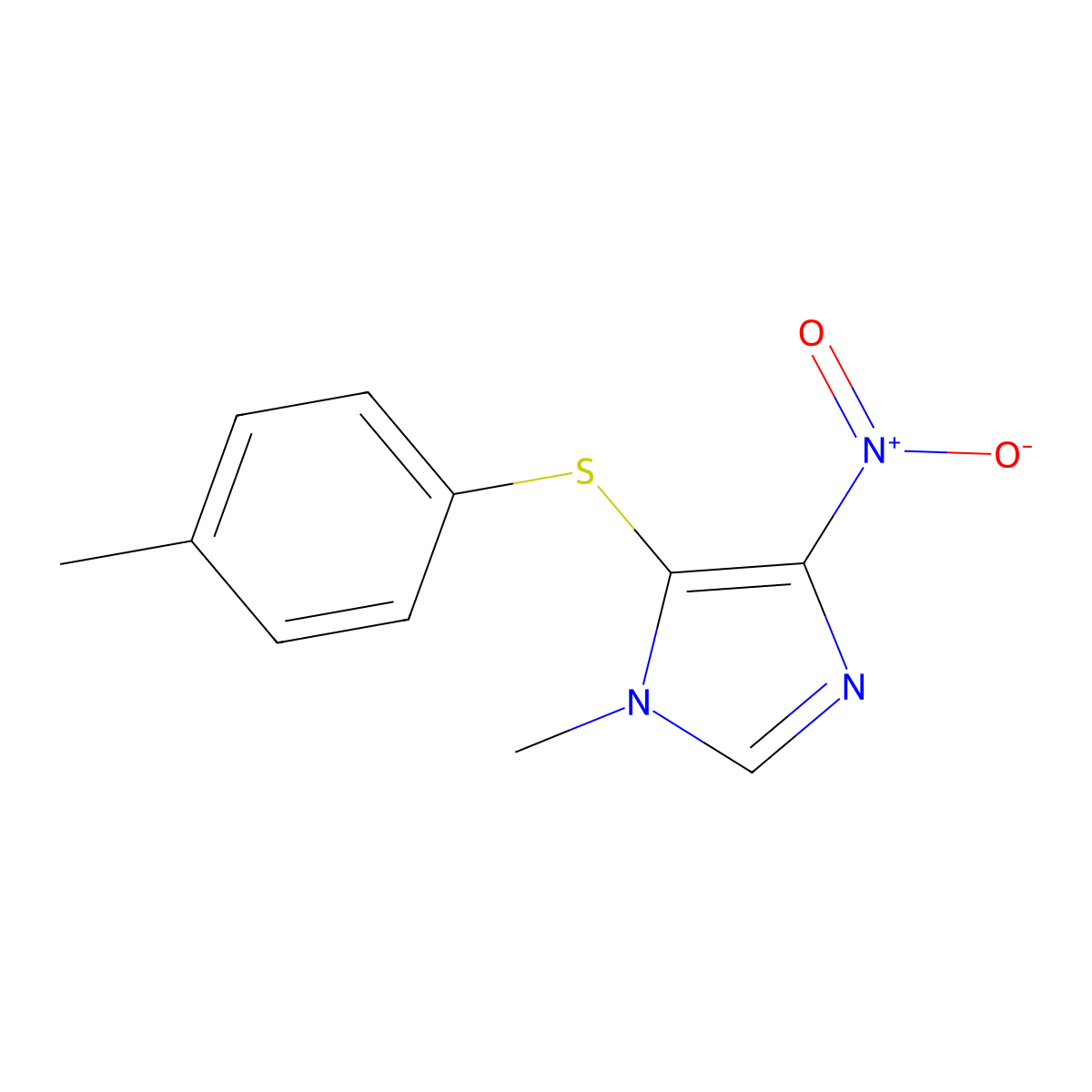 1-Methyl-5-(4-methylphenyl)sulfanyl-4-nitroimidazole molecular structure, CAS 18383-80-7