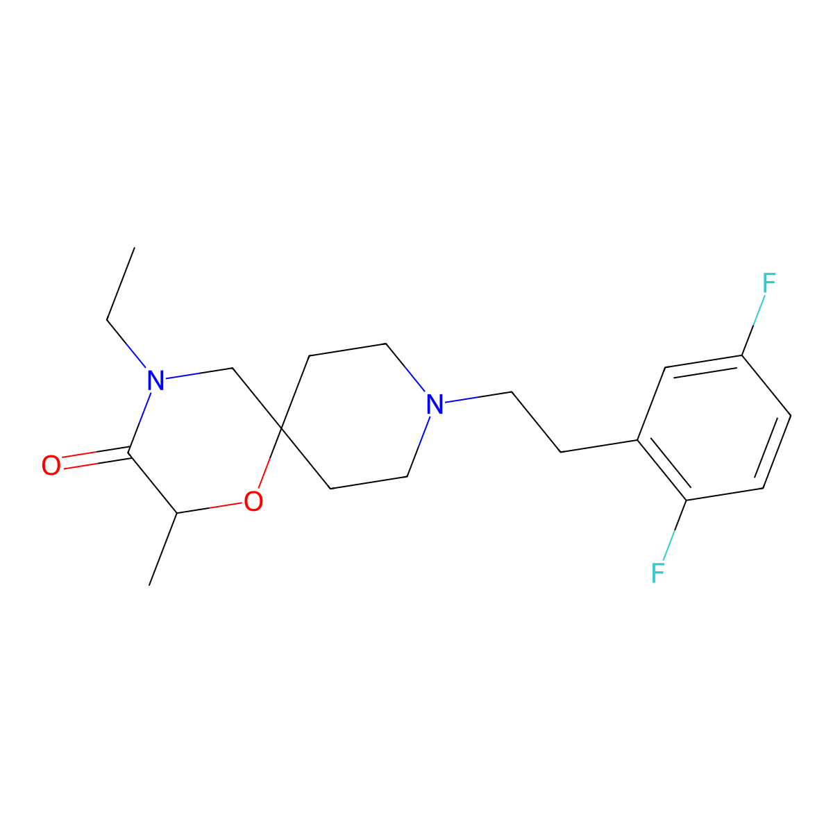 (2R)-9-[2-(2,5-Difluorophenyl)ethyl]-4-ethyl-2-methyl-1-oxa-4,9-diazaspiro[5.5]undecan-3-one molecular structure, CAS 1838622-25-5