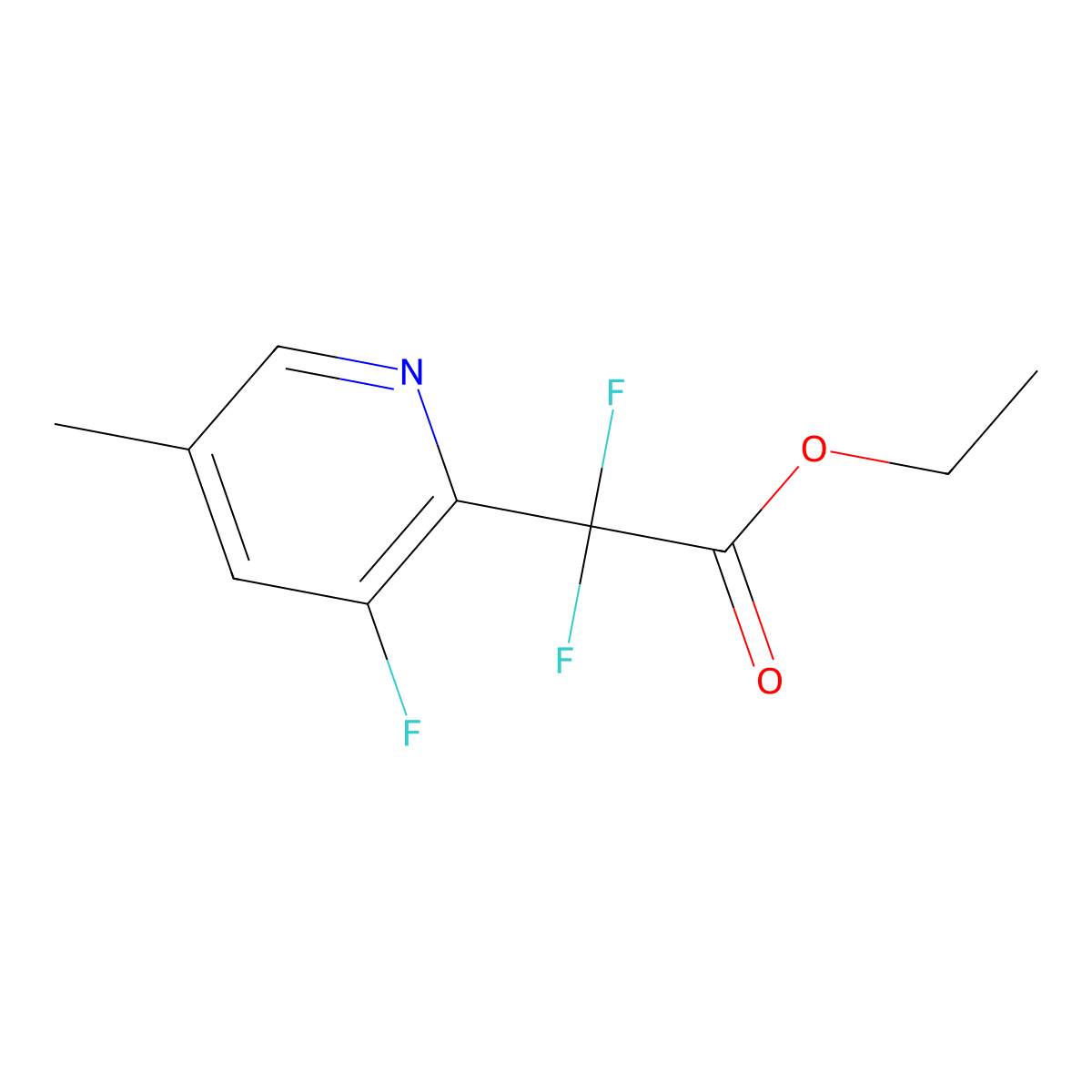 Ethyl 2,2-difluoro-2-(3-fluoro-5-methylpyridin-2-yl)acetate molecular structure, CAS 1838637-23-2