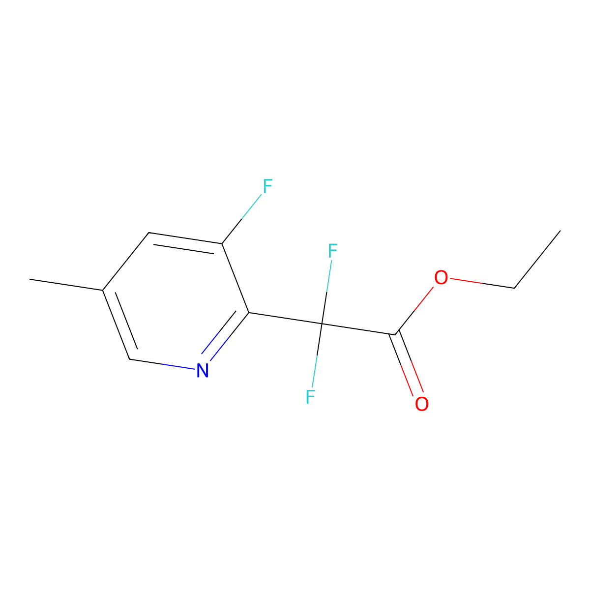 Ethyl 2,2-difluoro-2-(3-fluoro-5-methylpyridin-2-yl)acetate molecular structure, CAS 1838637-23-2