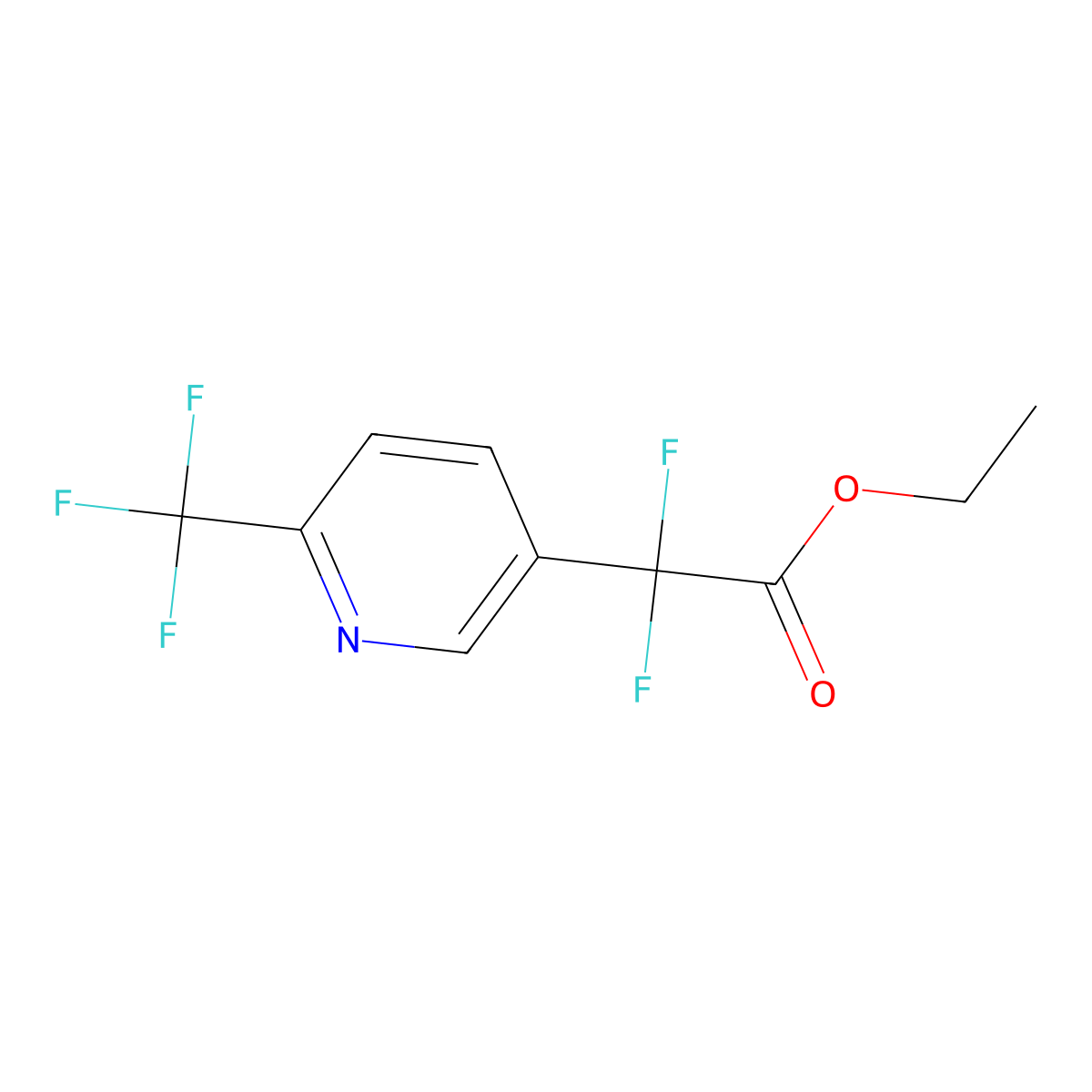 Ethyl 2,2-difluoro-2-(6-(trifluoromethyl)pyridin-3-yl)acetate molecular structure, CAS 1838637-35-6