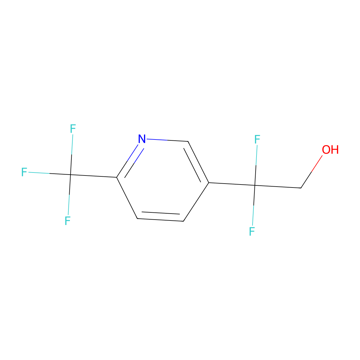2,2-Difluoro-2-(6-(trifluoromethyl)pyridin-3-yl)ethanol molecular structure, CAS 1838637-36-7