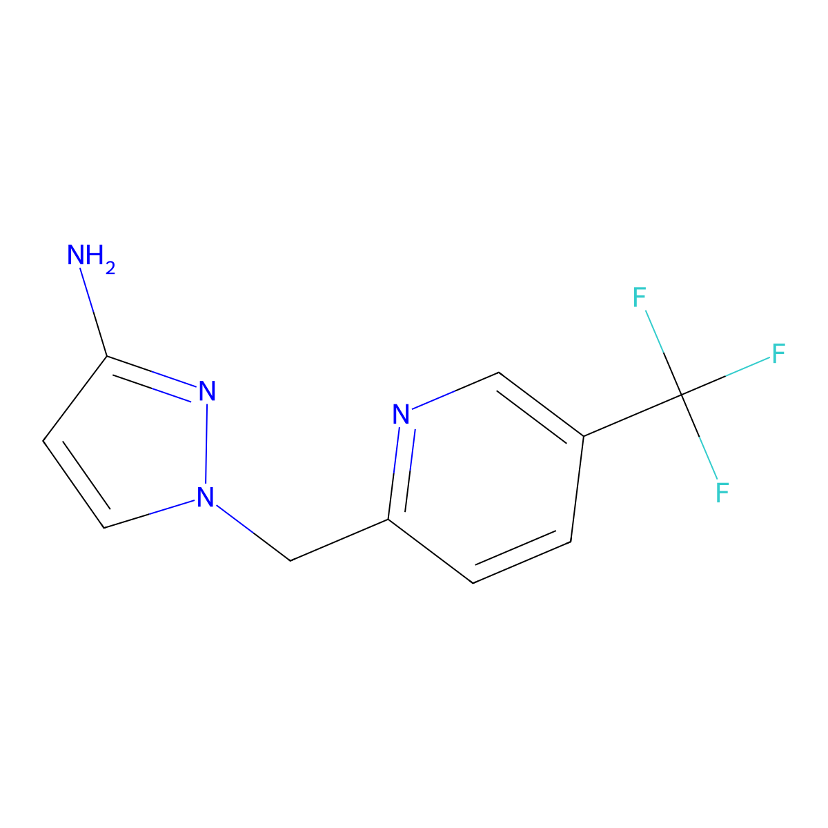 1-((5-(Trifluoromethyl)pyridin-2-yl)methyl)-1H-pyrazol-3-amine molecular structure, CAS 1838653-58-9