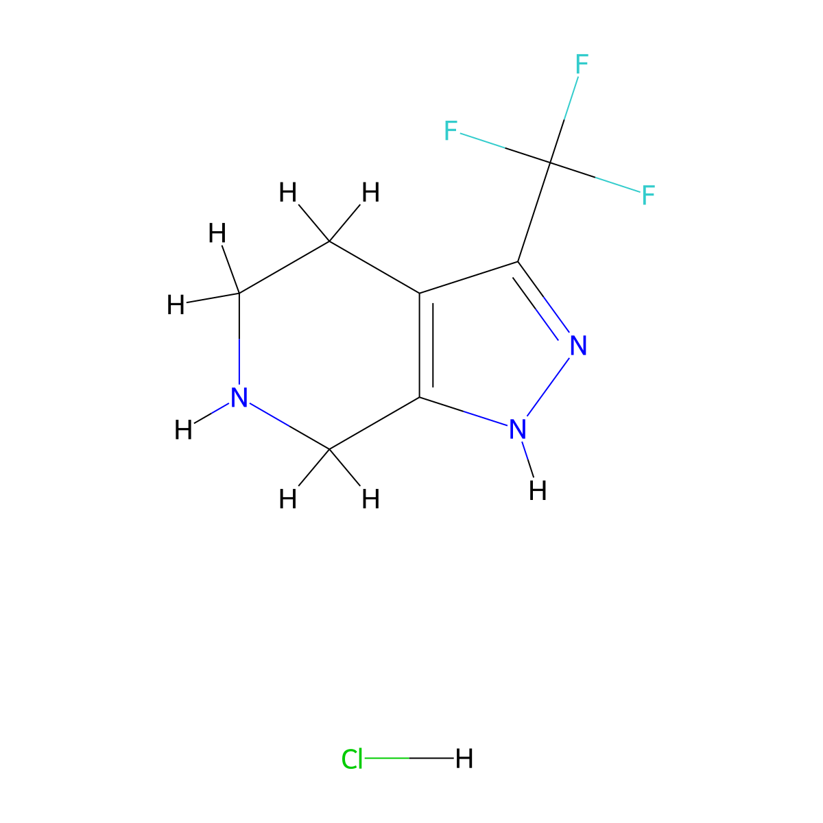 3-(Trifluoromethyl)-4,5,6,7-tetrahydro-1H-pyrazolo[3,4-c]pyridine hydrochloride molecular structure, CAS 1838669-70-7
