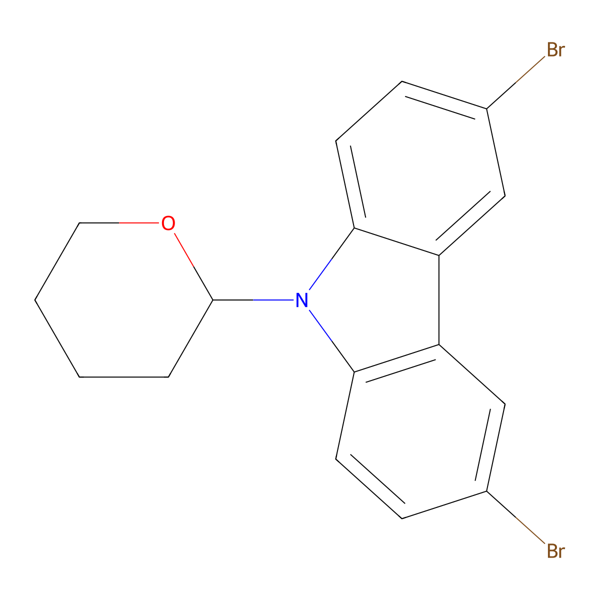 3,6-dibromo-9-(tetrahydro-2H-pyran-2-yl)-9H-carbazole molecular structure, CAS 1838679-86-9