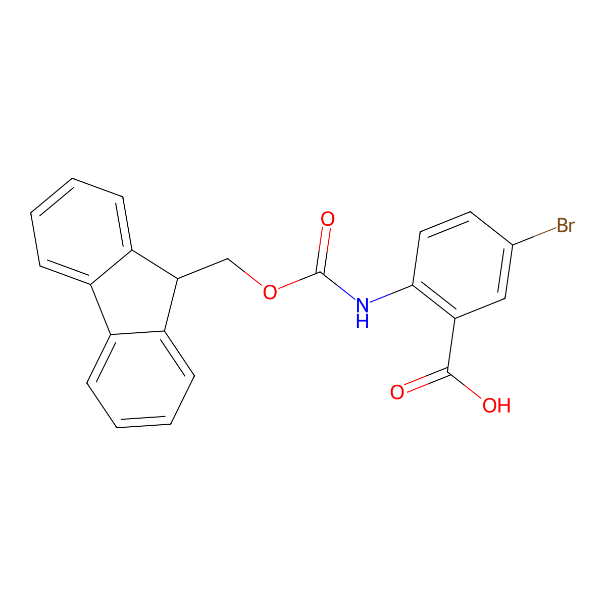 2-((((9H-Fluoren-9-yl)methoxy)carbonyl)amino)-5-bromobenzoic acid molecular structure, CAS 183871-04-7