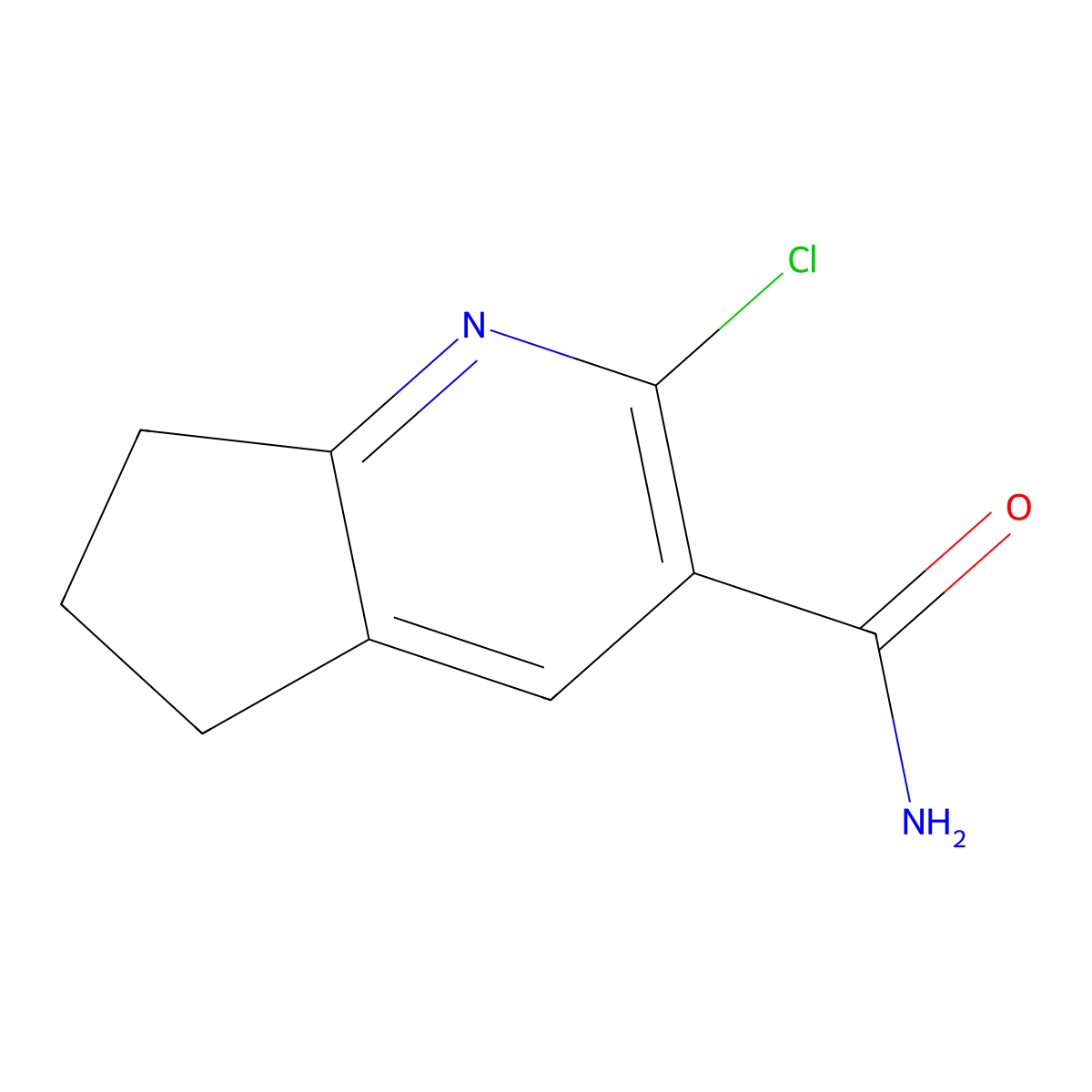 2-Chloro-6,7-dihydro-5h-cyclopenta[b]pyridine-3-carboxamide molecular structure, CAS 183871-87-6
