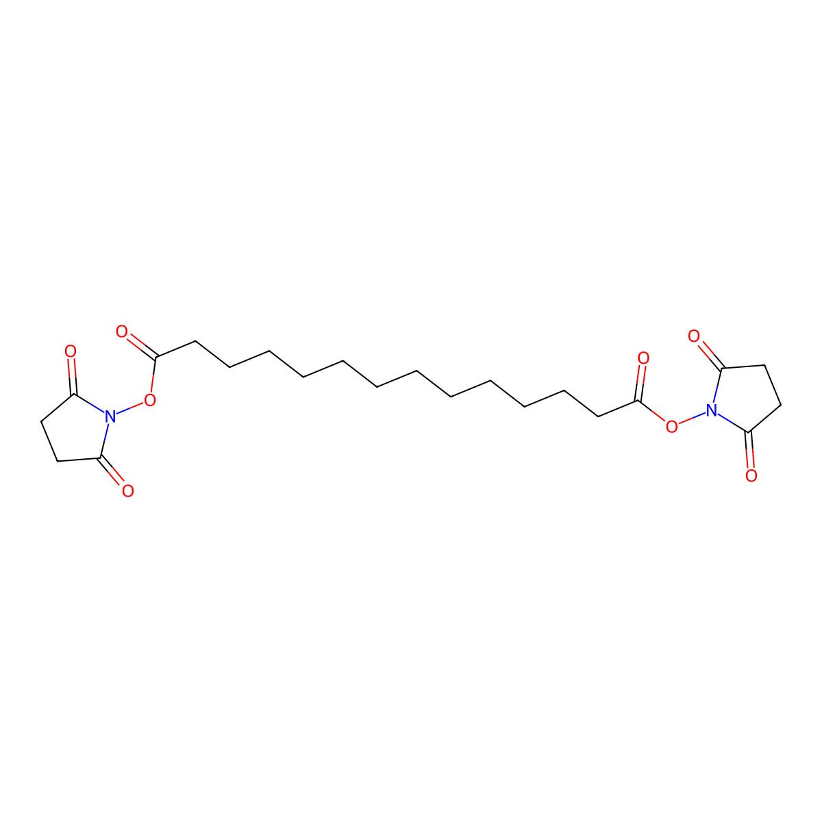 Bis(2,5-dioxopyrrolidin-1-yl) tetradecanedioate molecular structure, CAS 183872-46-0