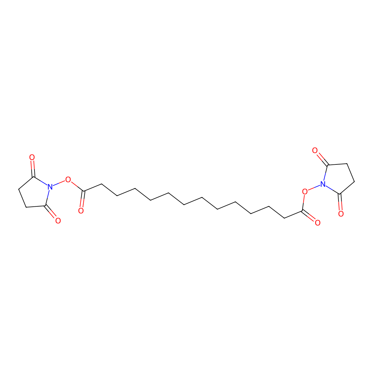Bis(2,5-dioxopyrrolidin-1-yl) tetradecanedioate molecular structure, CAS 183872-46-0