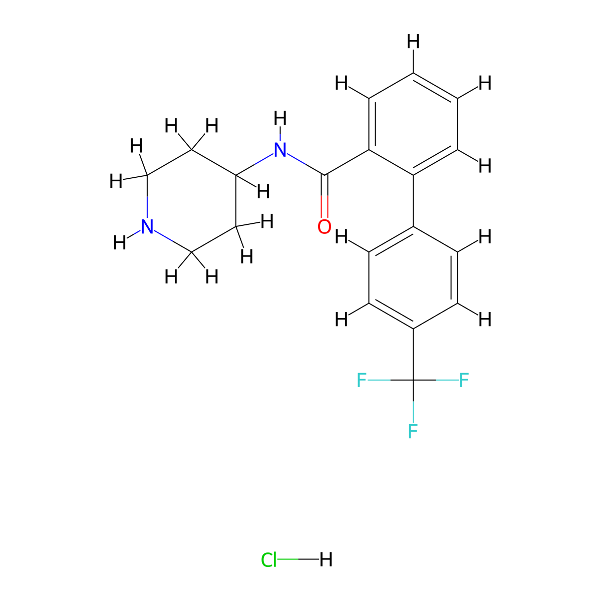 N-(Piperidin-4-yl)-4'-(trifluoromethyl)biphenyl-2-carboxamide hydrochloride molecular structure, CAS 1838769-21-3