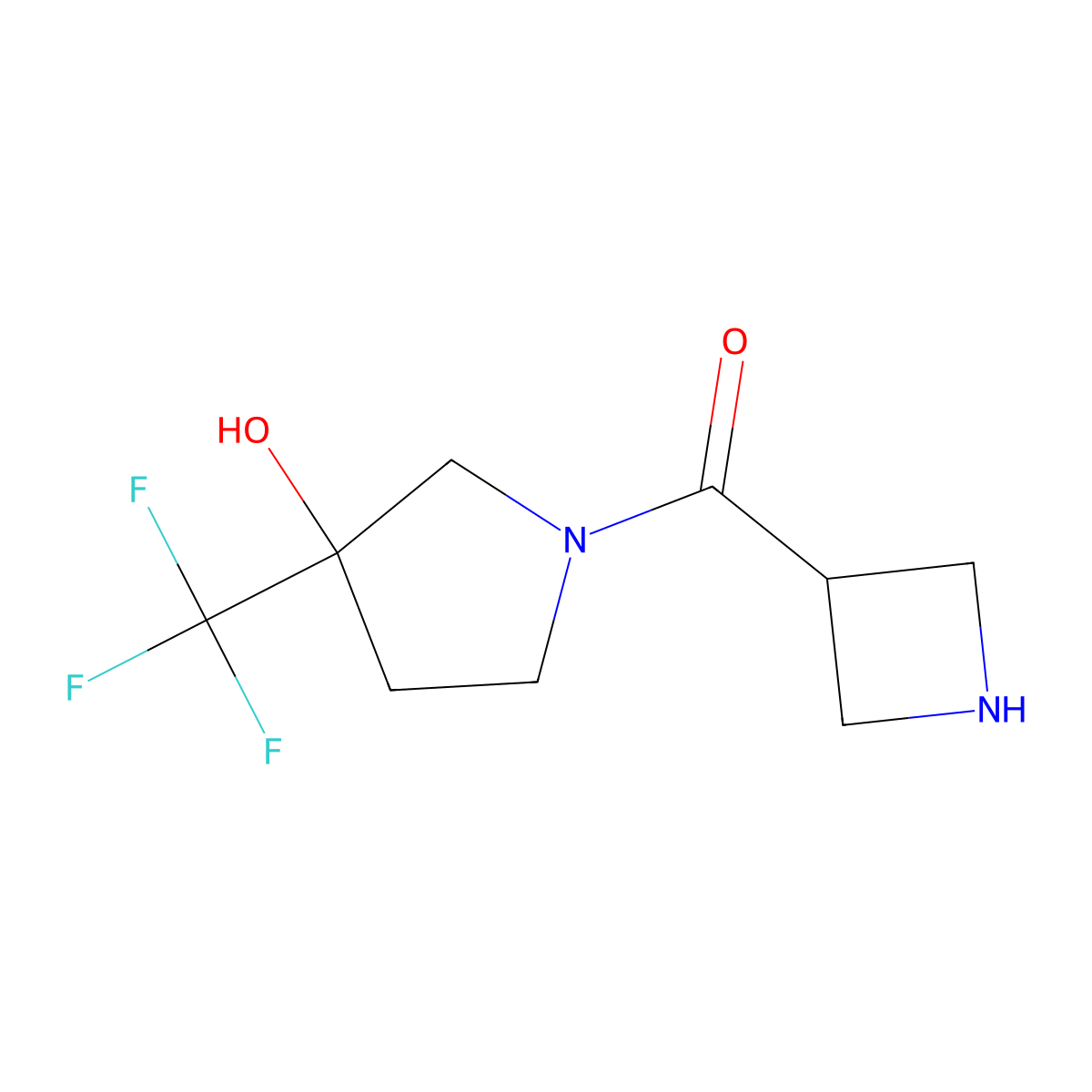 Azetidin-3-yl(3-hydroxy-3-(trifluoromethyl)pyrrolidin-1-yl)methanone molecular structure, CAS 1838897-63-4