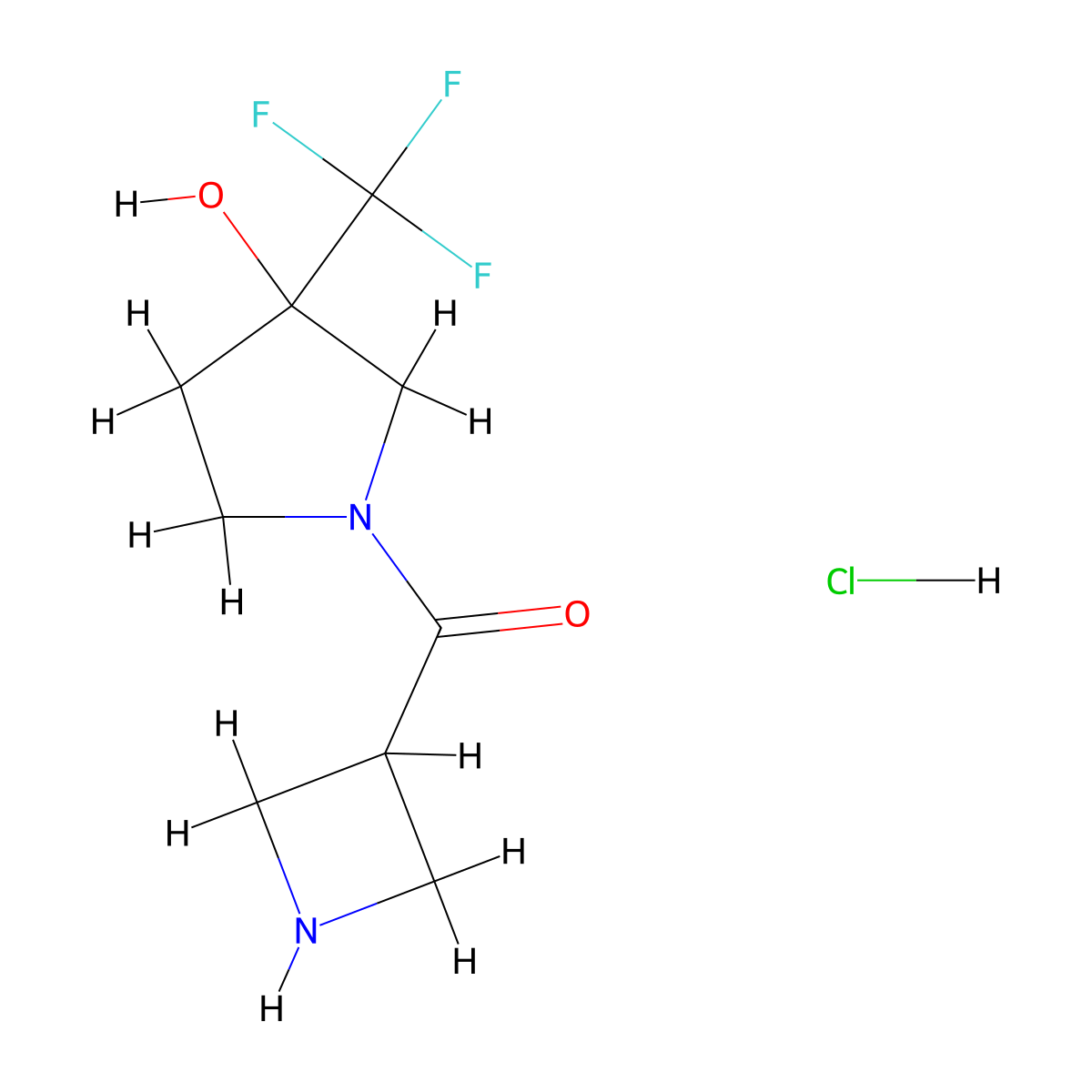 1-(Azetidine-3-carbonyl)-3-(trifluoromethyl)pyrrolidin-3-ol hydrochloride molecular structure, CAS 1838897-64-5