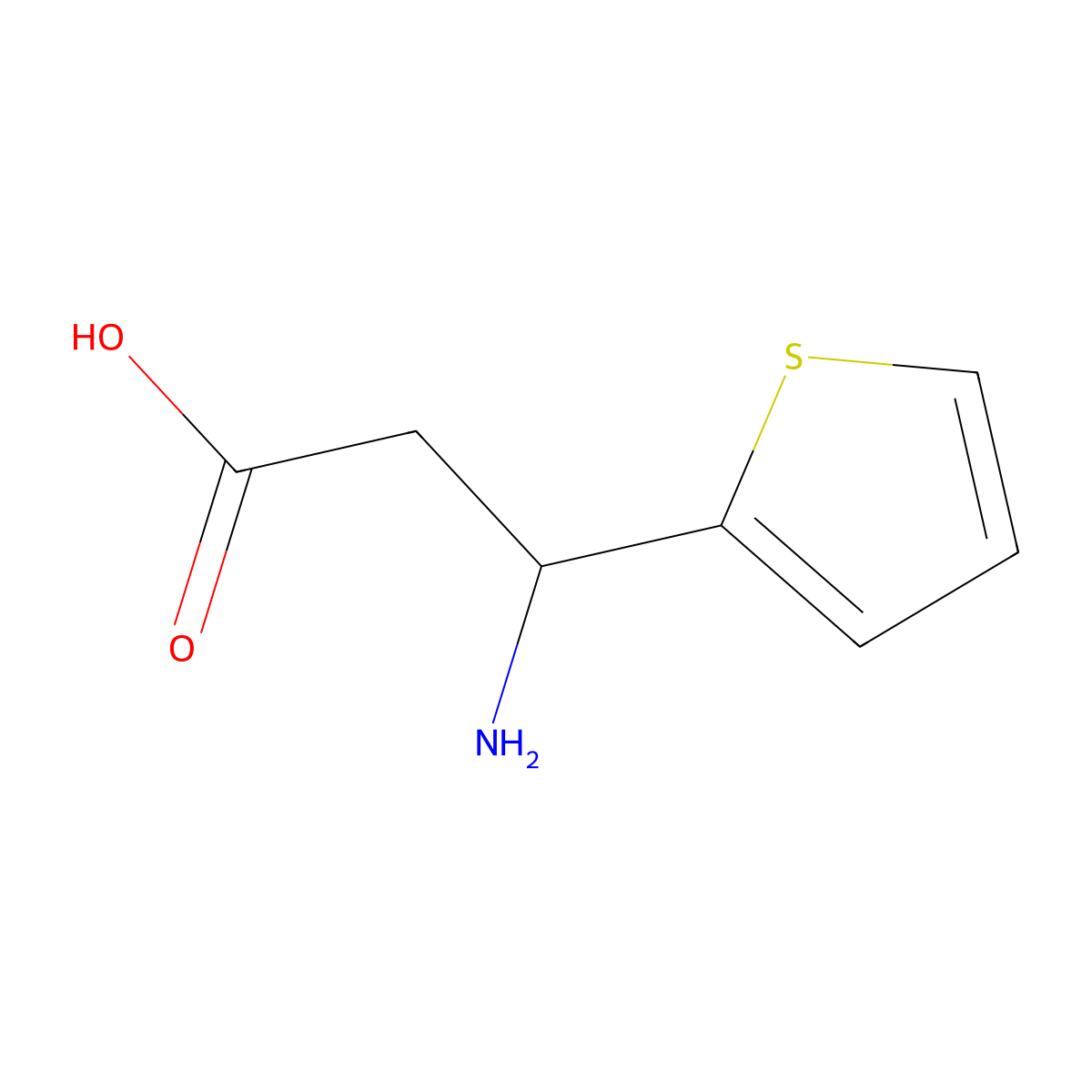 3-Amino-3-(thiophen-2-yl)propanoic acid molecular structure, CAS 18389-46-3