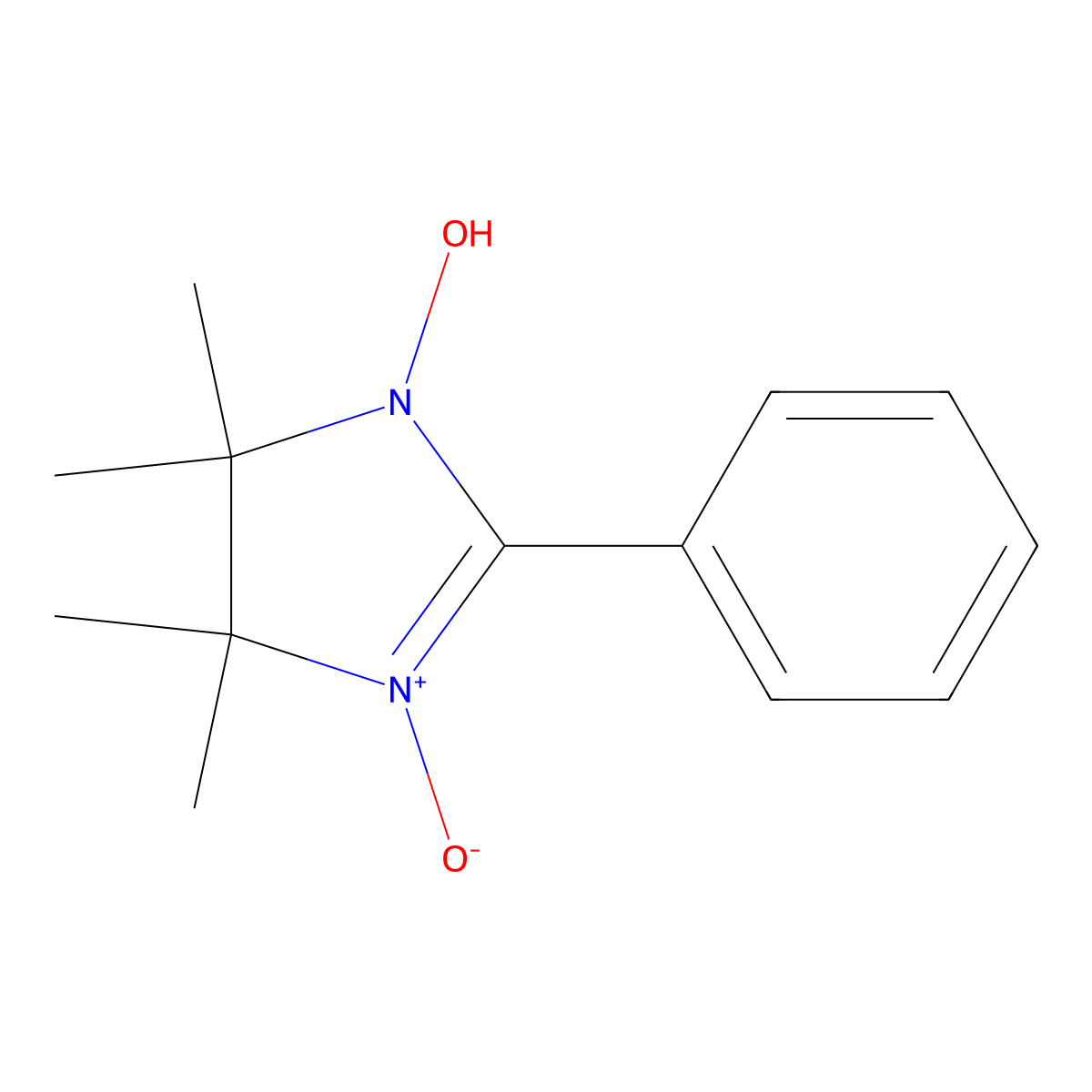 1-Hydroxy-4,4,5,5-tetramethyl-3-oxido-2-phenylimidazol-3-ium molecular structure, CAS 18390-00-6