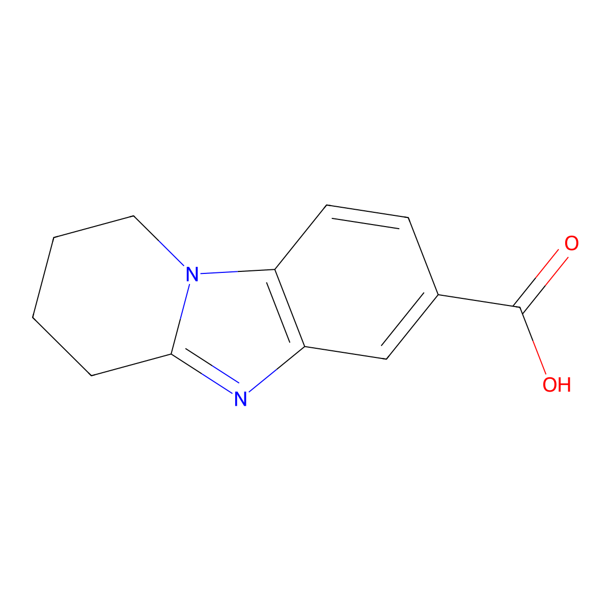 1,2,3,4-Tetrahydropyrido[1,2-a]benzimidazole-7-carboxylic acid molecular structure, CAS 18390-13-1