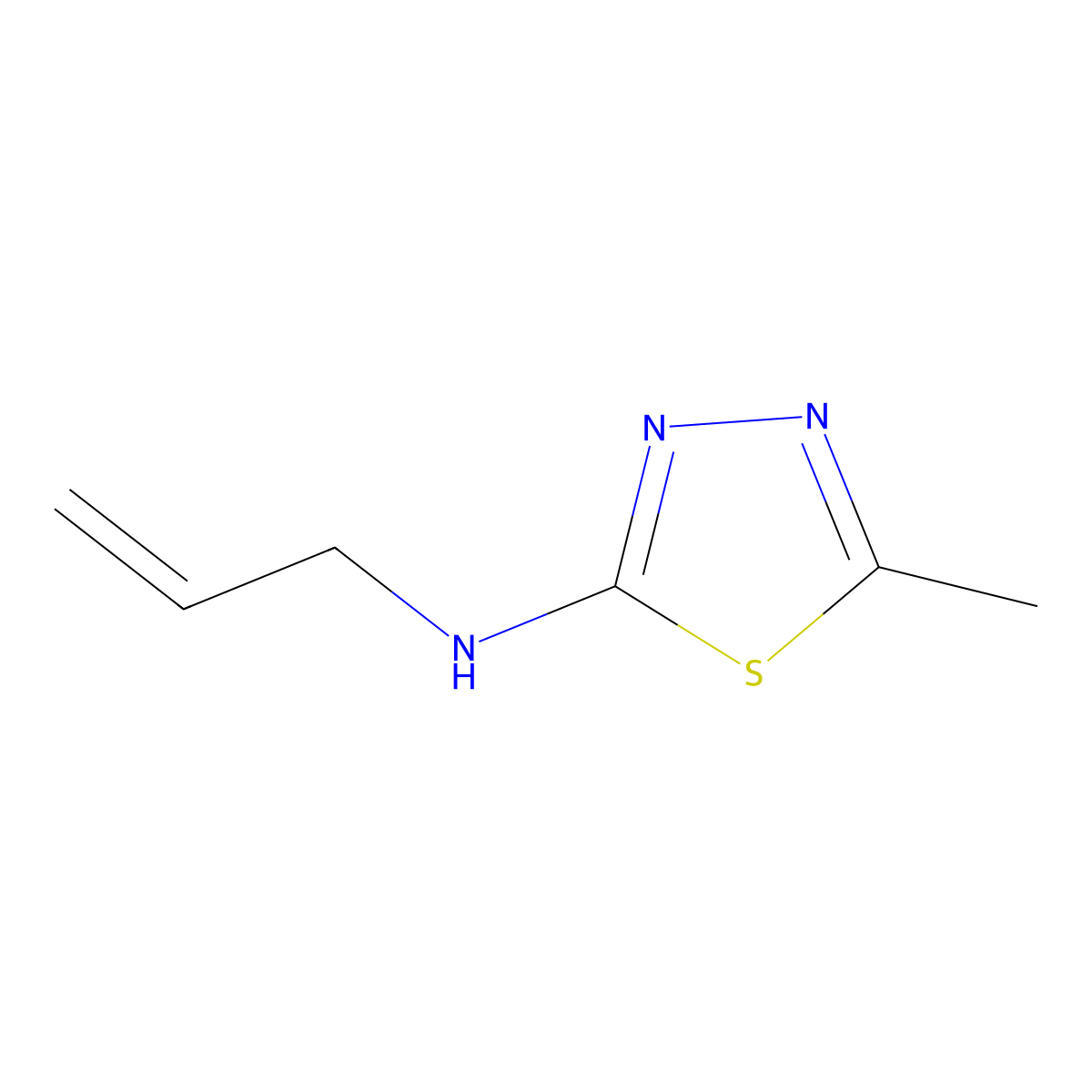 5-methyl-N-prop-2-enyl-1,3,4-thiadiazol-2-amine molecular structure, CAS 18390-20-0