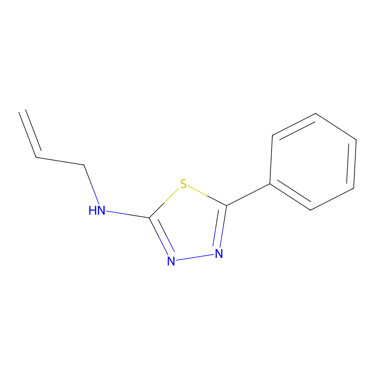 5-phenyl-N-(prop-2-en-1-yl)-1,3,4-thiadiazol-2-amine molecular structure, CAS 18390-22-2