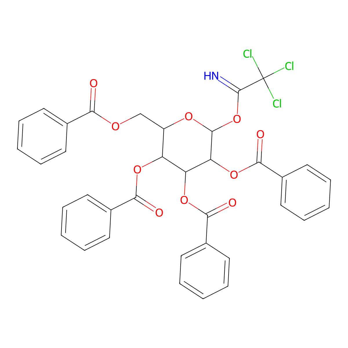alpha-D-Mannopyranose, 2,3,4,6-tetrabenzoate 1-(2,2,2-trichloroethanimidate) molecular structure, CAS 183901-63-5