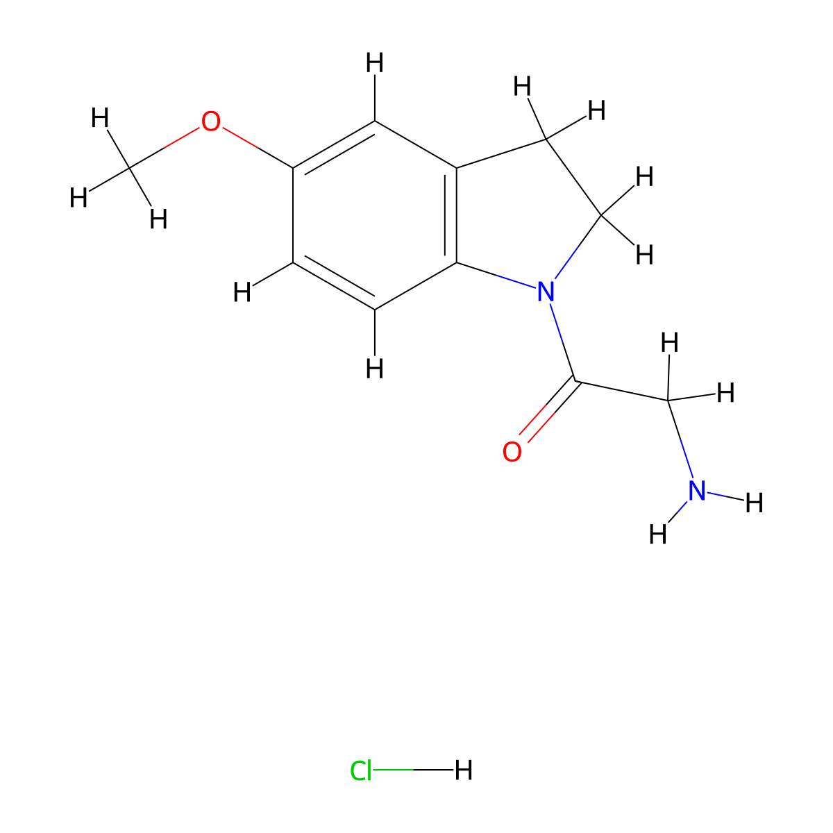 2-amino-1-(5-methoxy-2,3-dihydro-1H-indol-1-yl)ethan-1-one hydrochloride molecular structure, CAS 1839023-04-9