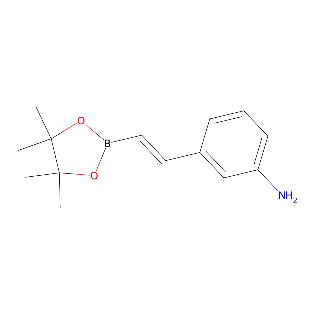 (E)-3-(2-(4,4,5,5-Tetramethyl-1,3,2-dioxaborolan-2-yl)vinyl)aniline molecular structure, CAS 1839033-28-1