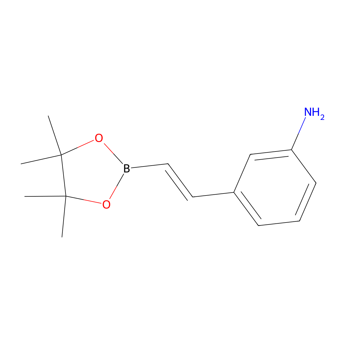 (E)-3-(2-(4,4,5,5-Tetramethyl-1,3,2-dioxaborolan-2-yl)vinyl)aniline molecular structure, CAS 1839033-28-1