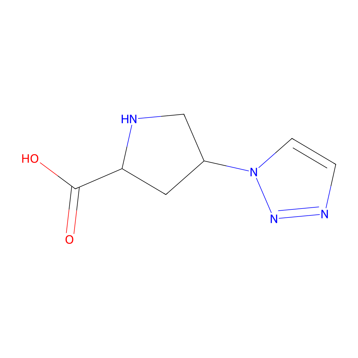rac-(2R,4R)-4-(1H-1,2,3-triazol-1-yl)pyrrolidine-2-carboxylic acid molecular structure, CAS 1839048-54-2