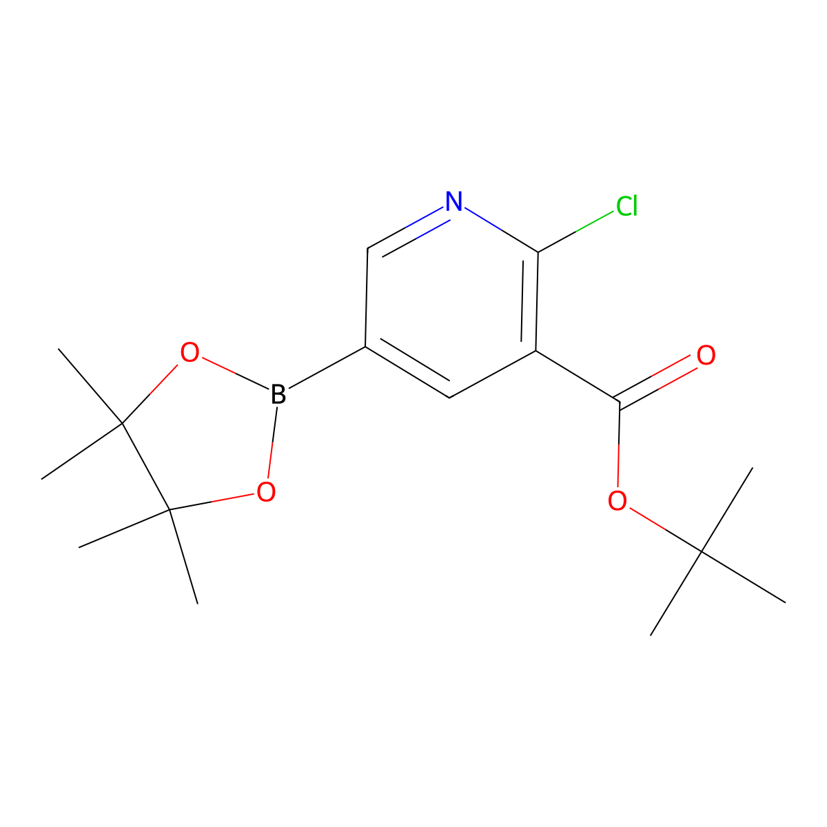 tert-Butyl 2-chloro-5-(4,4,5,5-tetramethyl-1,3,2-dioxaborolan-2-yl)nicotinate molecular structure, CAS 1839059-86-7