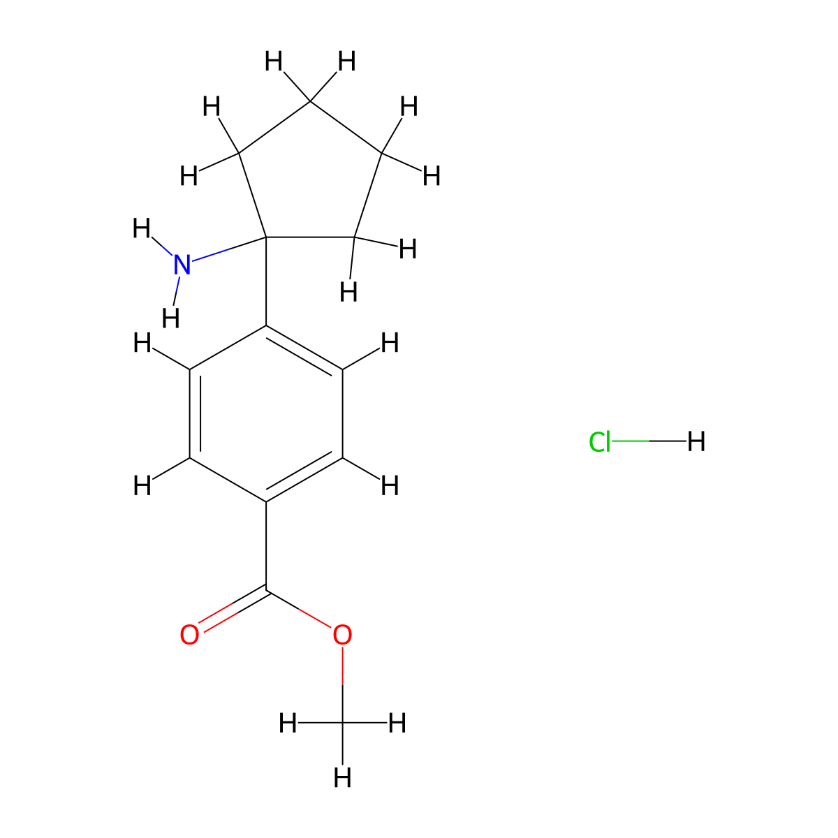Methyl 4-(1-aminocyclopentyl)benzoate hydrochloride molecular structure, CAS 1839059-88-9