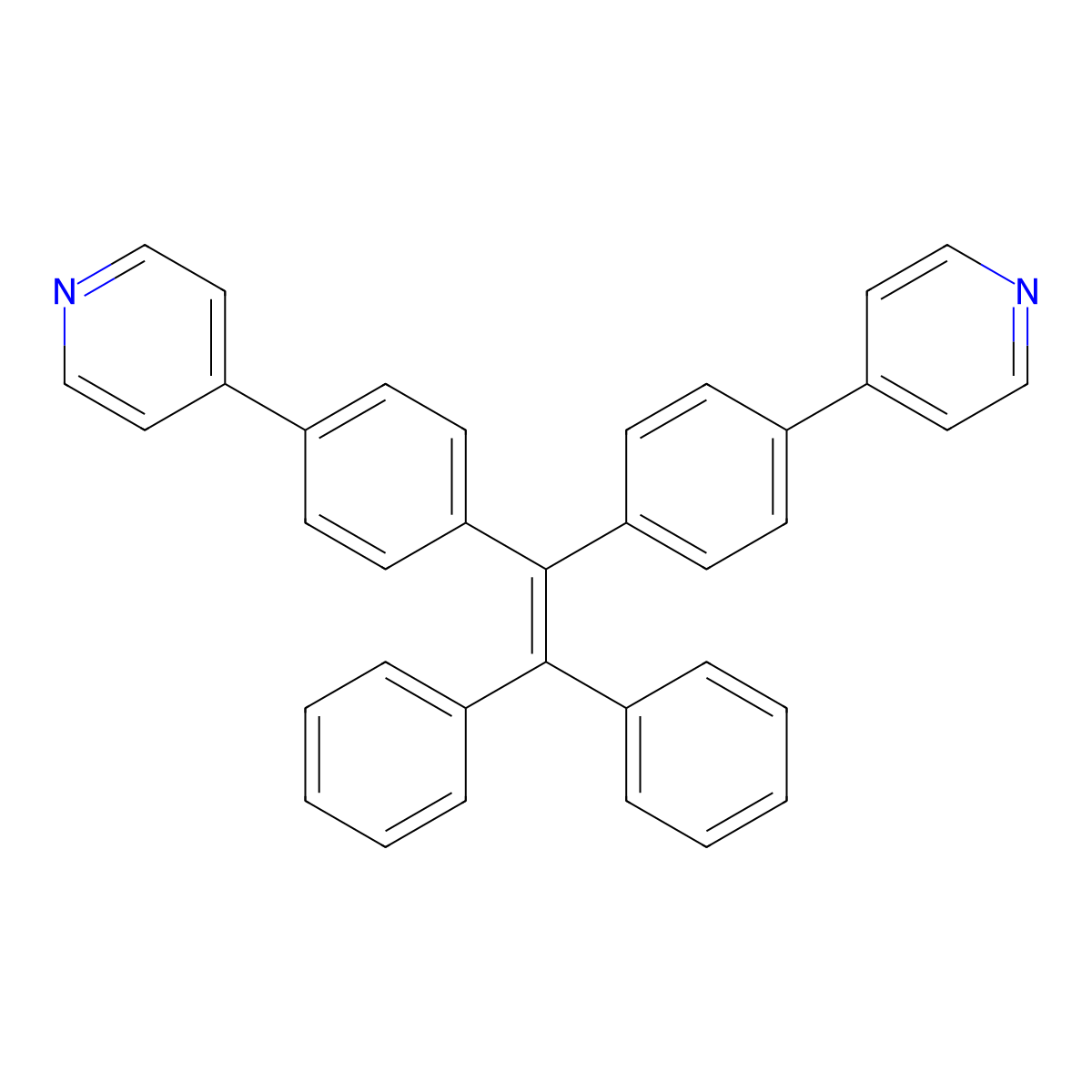 4,4'-((2,2-Diphenylethene-1,1-diyl)bis(4,1-phenylene))dipyridine molecular structure, CAS 1839090-56-0