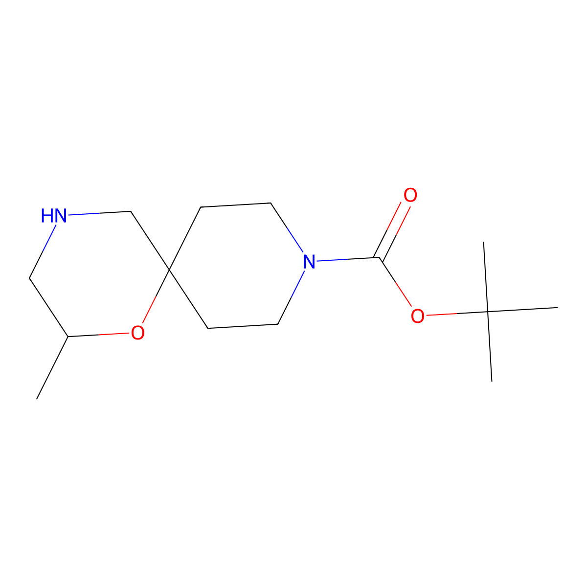 Tert-butyl 2-methyl-1-oxa-4,9-diazaspiro[5.5]undecane-9-carboxylate molecular structure, CAS 1839098-01-9
