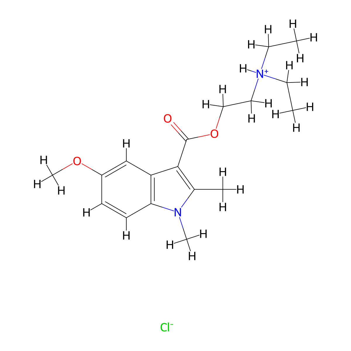 2-(Diethylamino)ethyl 5-methoxy-1,2-dimethyl-1H-indole-3-carboxylate--hydrogen chloride (1/1) molecular structure, CAS 18394-54-2