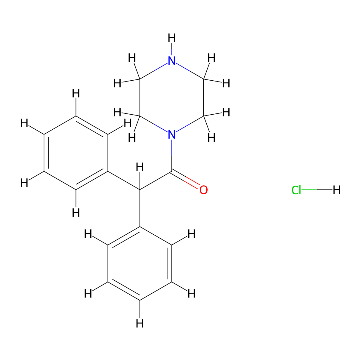 2,2-Diphenyl-1-(piperazin-1-yl)ethan-1-one hydrochloride molecular structure, CAS 1839410-31-9