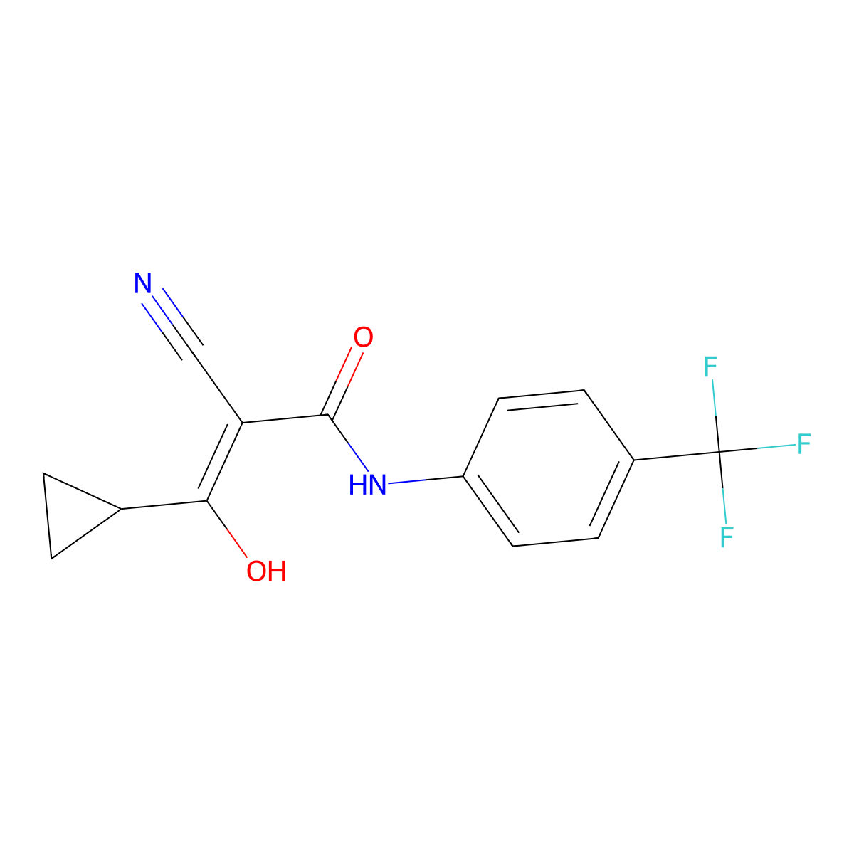 (2Z)-2-cyano-3-cyclopropyl-3-hydroxy-N-[4-(trifluoromethyl)phenyl]prop-2-enamide molecular structure, CAS 183945-55-3