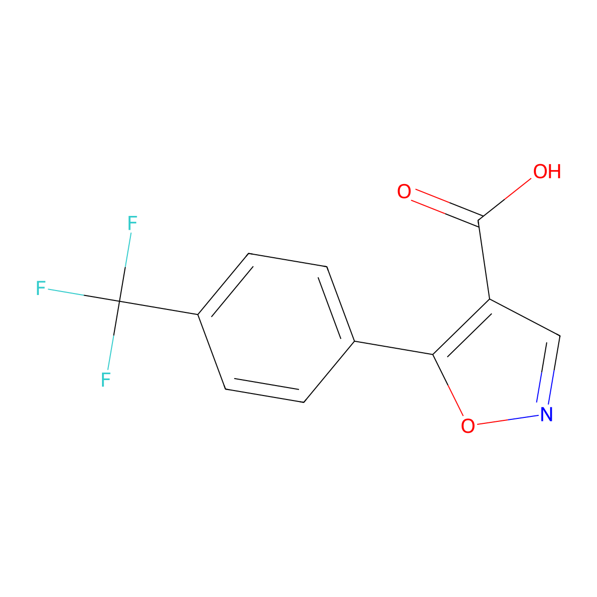 4-Isoxazolecarboxylic acid, 5-[4-(trifluoromethyl)phenyl]- molecular structure, CAS 183946-01-2