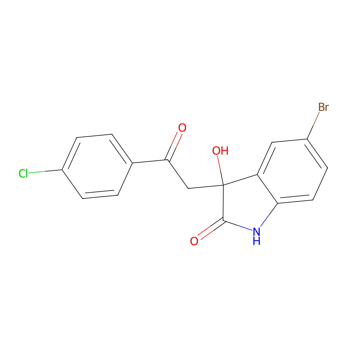 5-bromo-3-[2-(4-chlorophenyl)-2-oxoethyl]-3-hydroxy-1H-indol-2-one molecular structure, CAS 183947-13-9