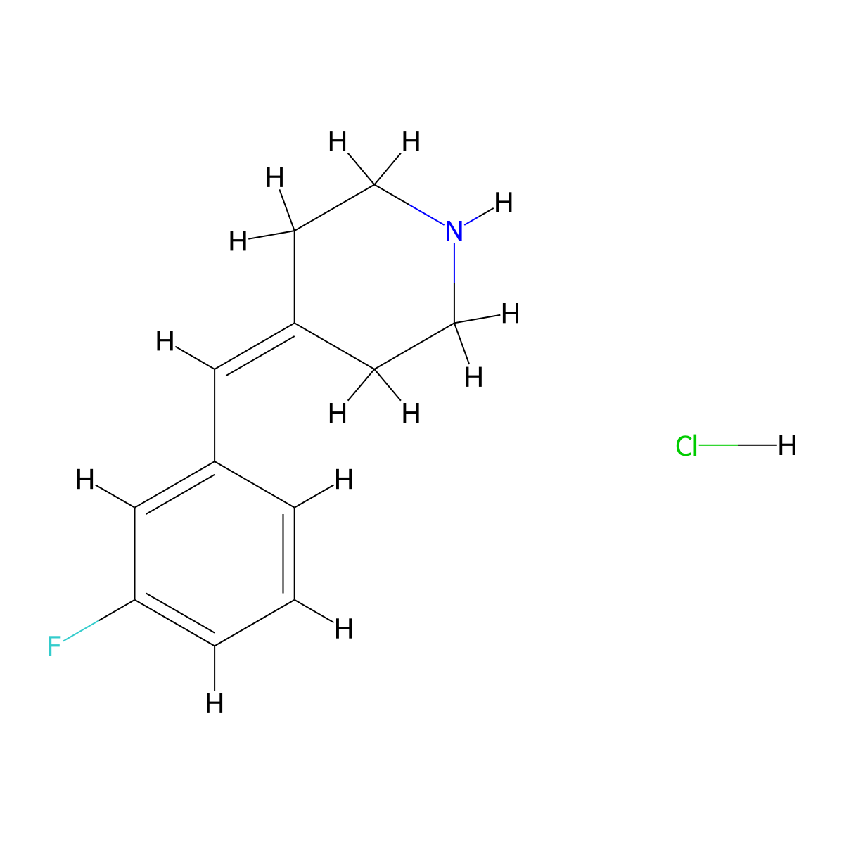 4-((3-Fluorophenyl)methylidene)piperidine hydrochloride molecular structure, CAS 183950-18-7