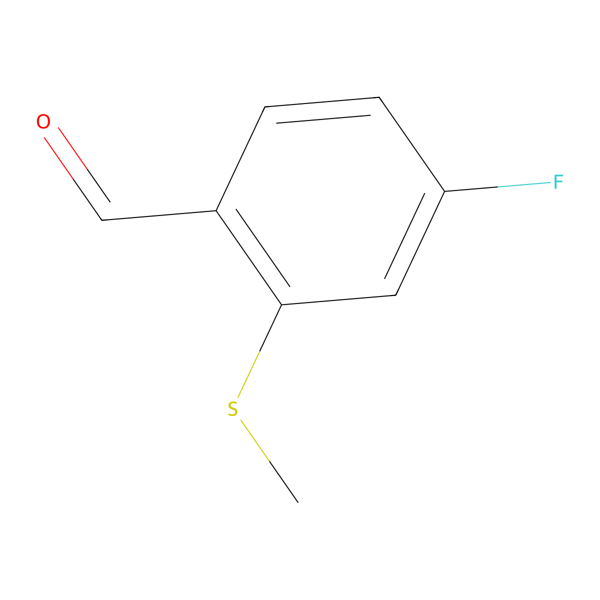 4-Fluoro-2-(methylthio)benzaldehyde molecular structure, CAS 183951-04-4
