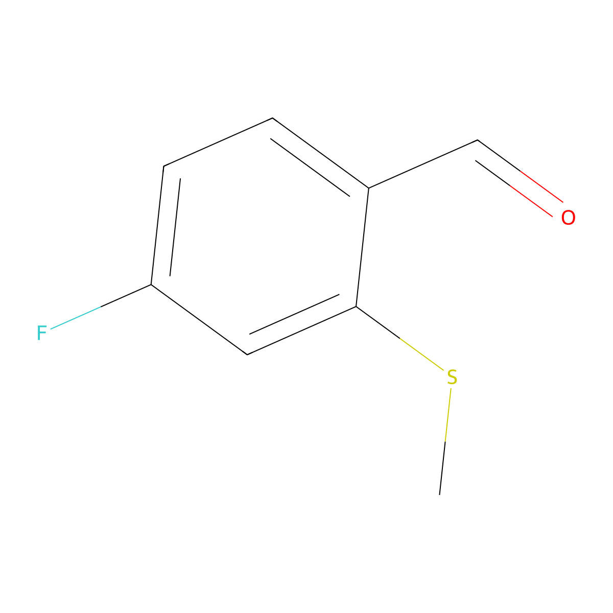 4-Fluoro-2-(methylthio)benzaldehyde molecular structure, CAS 183951-04-4