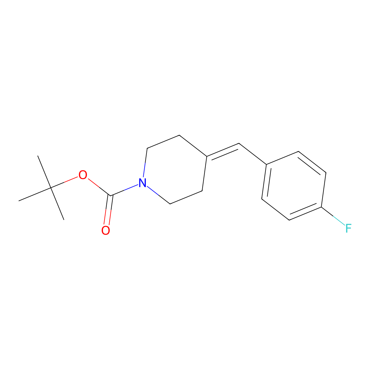 N-t-butoxycarbonyl-4-(4-fluorobenzylidene)piperidine molecular structure, CAS 183951-17-9