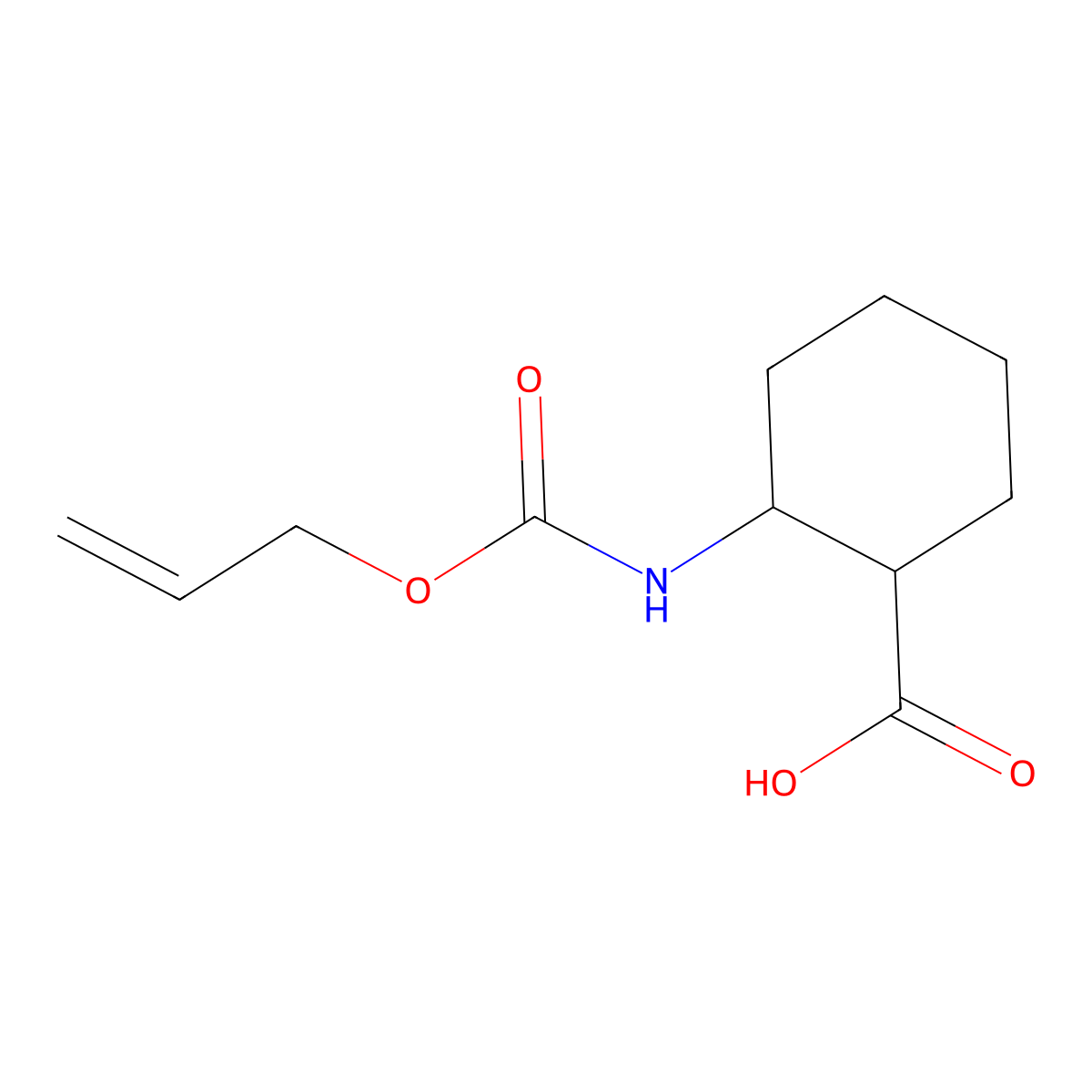 rac-(1R,2S)-2-{[(prop-2-en-1-yloxy)carbonyl]amino}cyclohexane-1-carboxylic acid molecular structure, CAS 1839591-66-0