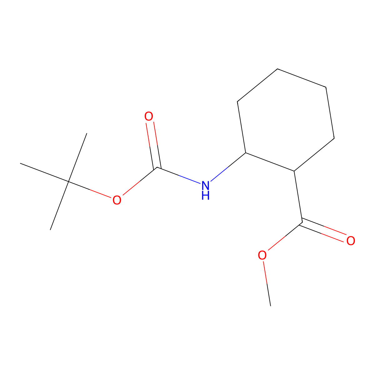 trans-Cyclohexanecarboxylic acid, 2-[[(1,1-dimethylethoxy)carbonyl]amino]-, methyl ester molecular structure, CAS 1839591-69-3