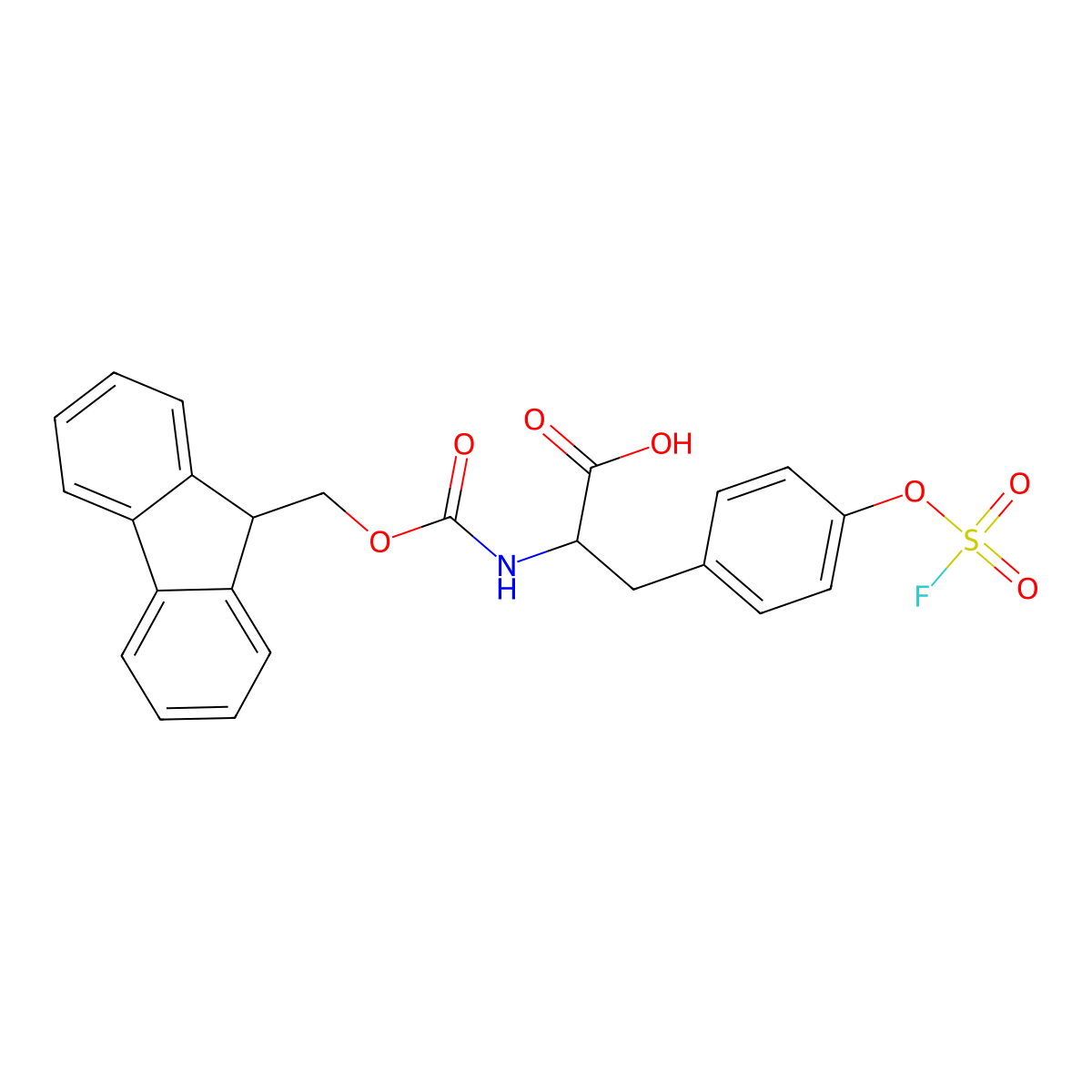 (2S)-2-((((9H-fluoren-9-yl)methoxy)carbonyl)amino)-3-(4-((fluorosulfonyl)oxy)phenyl)propanoic acid molecular structure, CAS 1839621-44-1