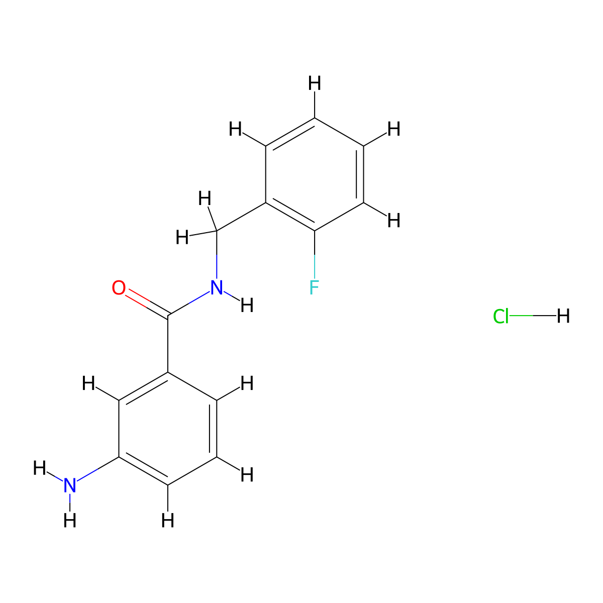 3-amino-N-[(2-fluorophenyl)methyl]benzamide hydrochloride molecular structure, CAS 1839719-62-8