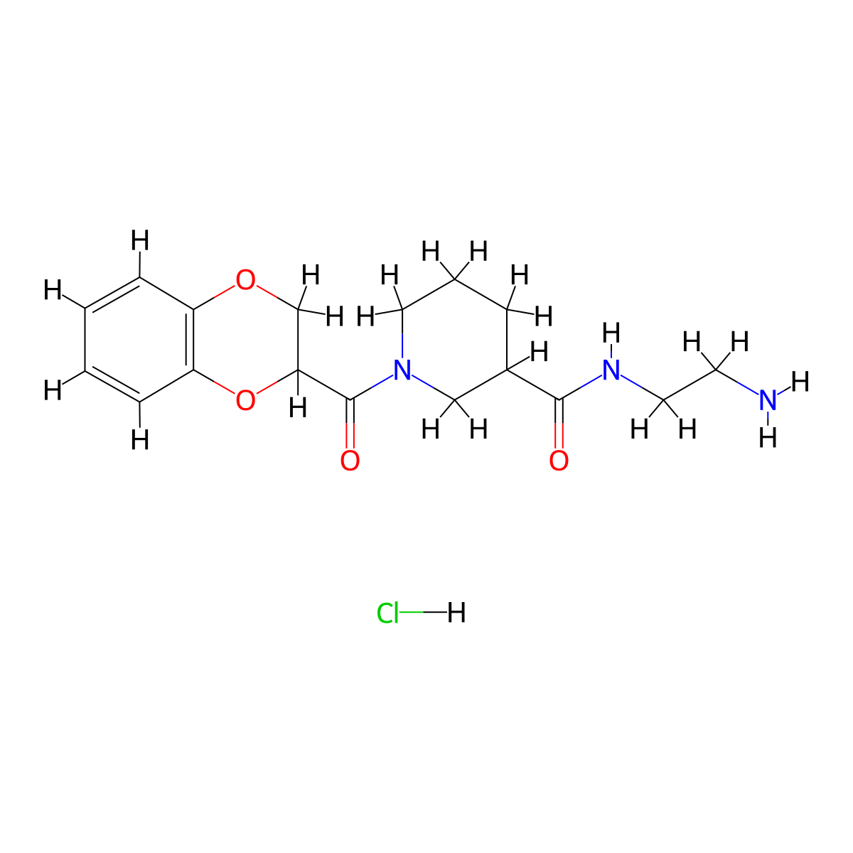 N-(2-aminoethyl)-1-(2,3-dihydro-1,4-benzodioxine-2-carbonyl)piperidine-3-carboxamide hydrochloride molecular structure, CAS 1839816-02-2