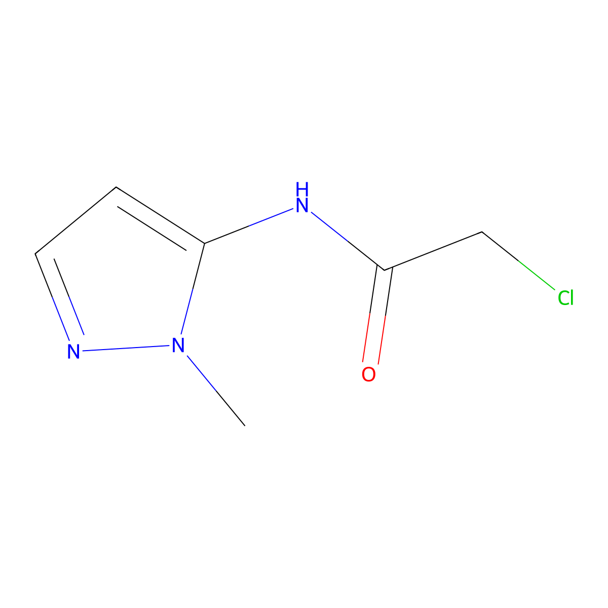 2-chloro-N-(1-methyl-1H-pyrazol-5-yl)acetamide molecular structure, CAS 183988-36-5