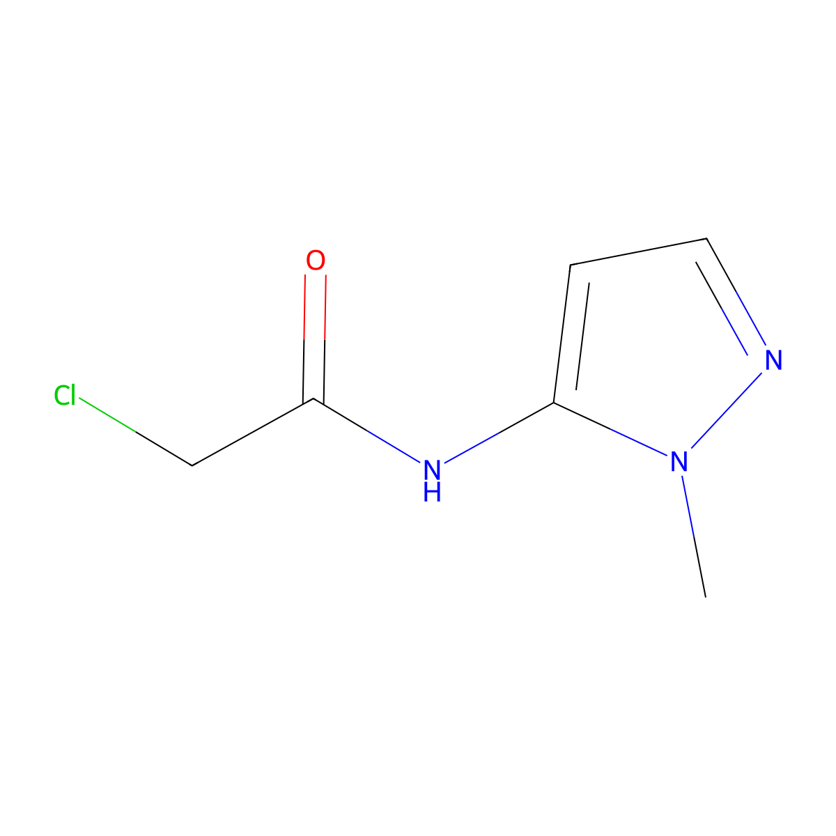 2-chloro-N-(1-methyl-1H-pyrazol-5-yl)acetamide molecular structure, CAS 183988-36-5
