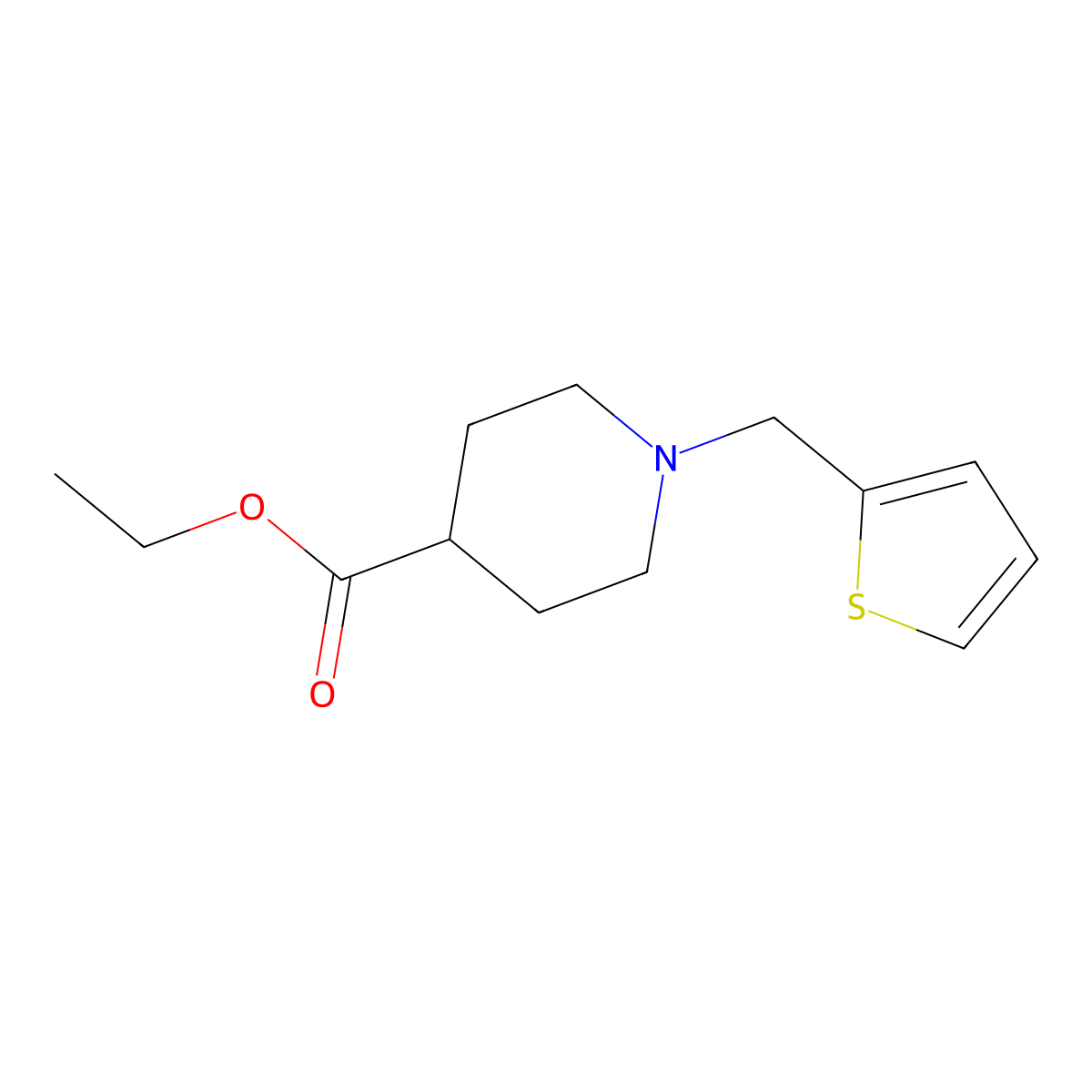 Ethyl 1-(2-thienylmethyl)-4-piperidinecarboxylate molecular structure, CAS 183994-36-7